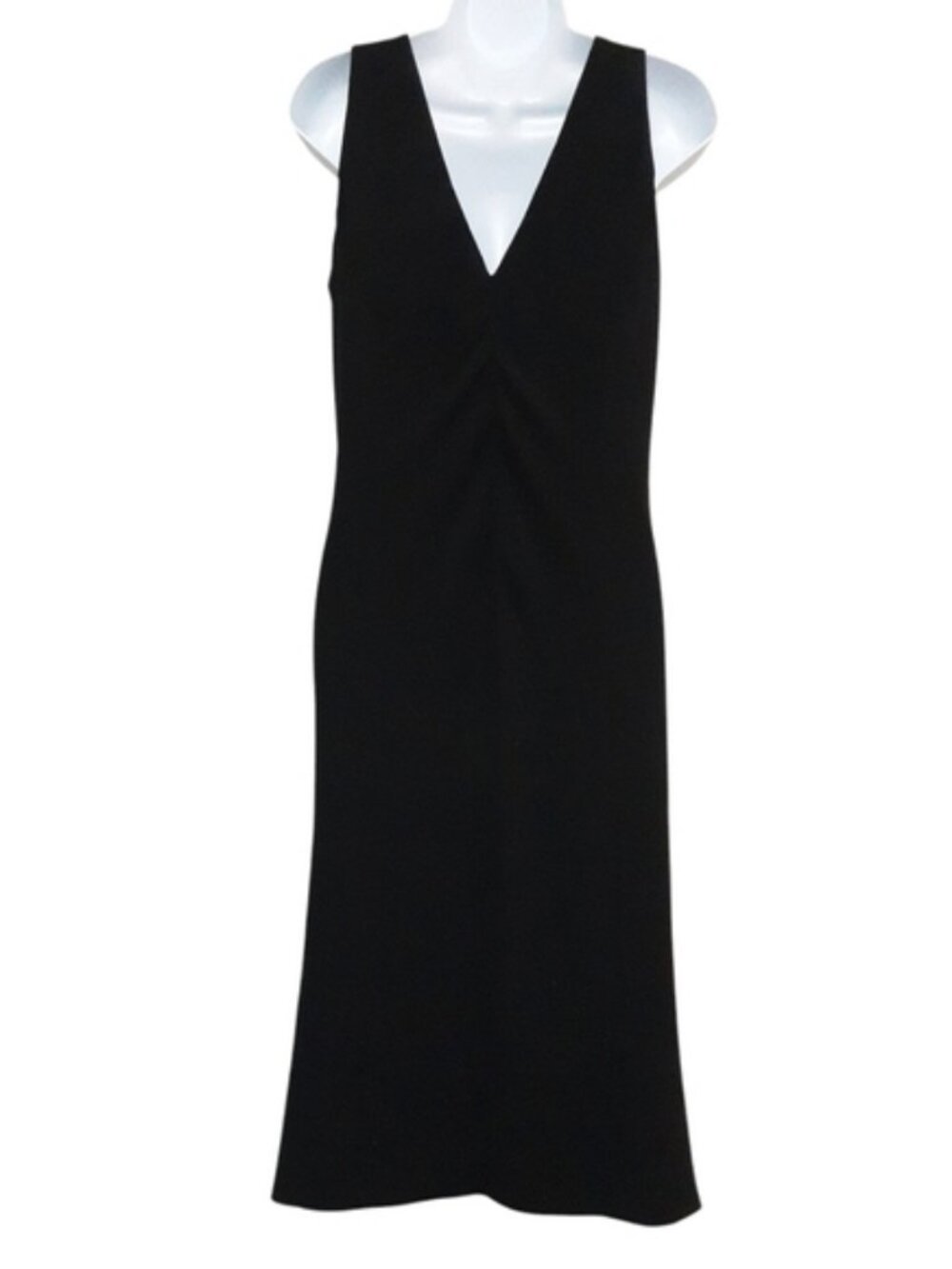 VTG Rene lezard classic Midi slip silk Dress women 40 rushed slit front black